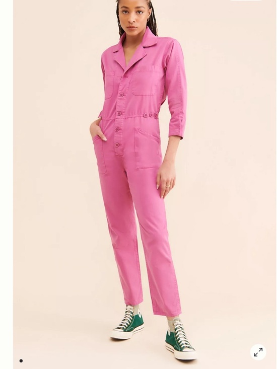 pistola Pants - PISTOLA Tanner Pink Denim Jumpsuit Long Sleeve Field Suit Coveralls Size XS